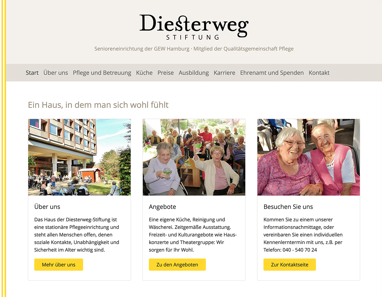 Homepage der Diesterweg-Stiftung (Ausschnitt)
