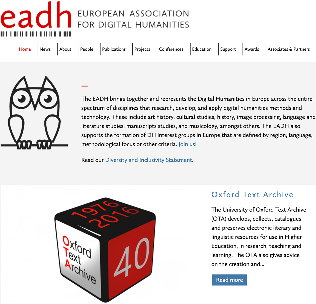 EADH-Website, Ausschnitt