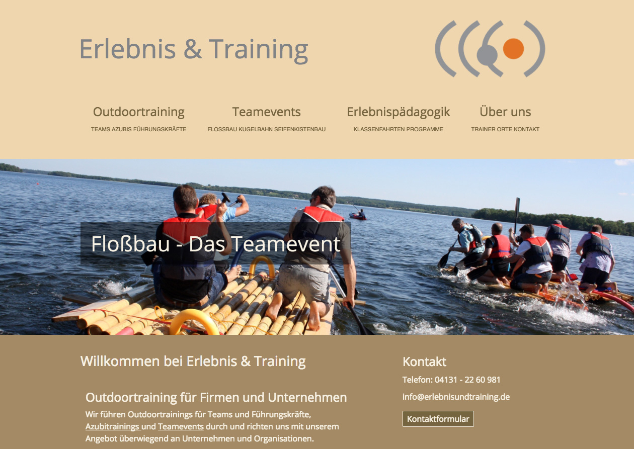 Website Erlebnis & Training, Ausschnitt