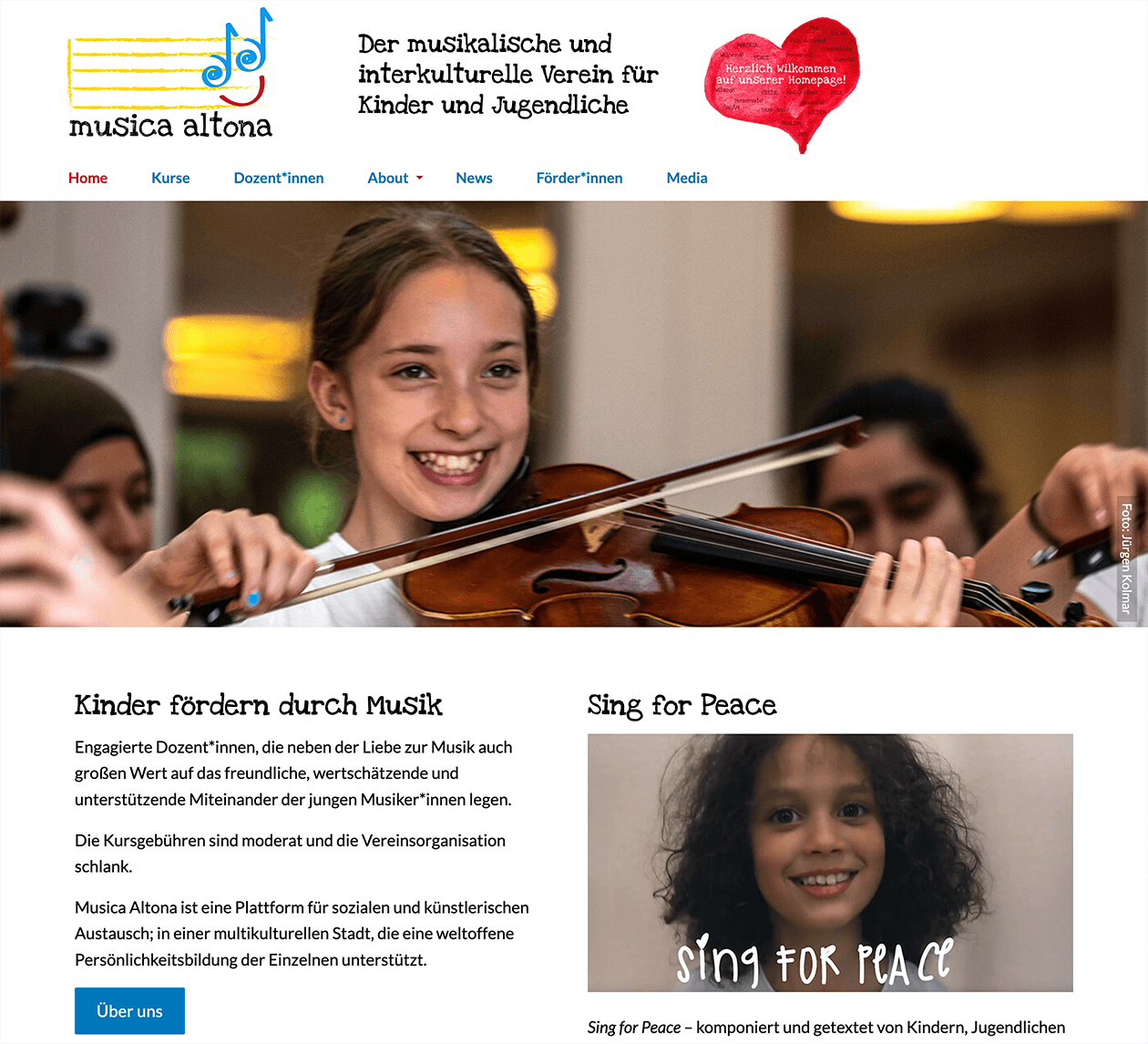 Screenshot der Homepage von Musica Altona