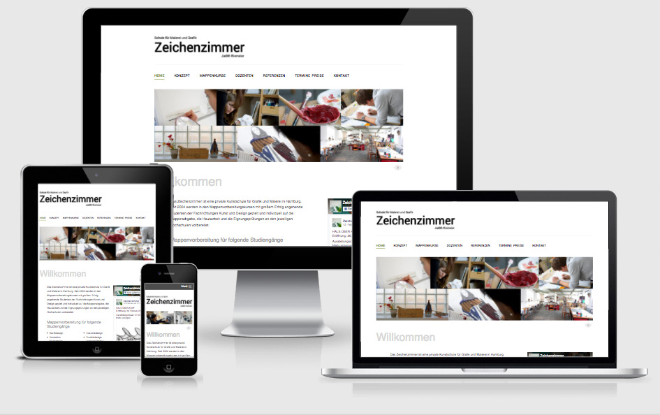 Zeichenzimmer-Website auf verschiedenen Geräten